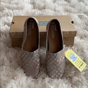 Toms classic drizzle grey/rose gold foil polka dot